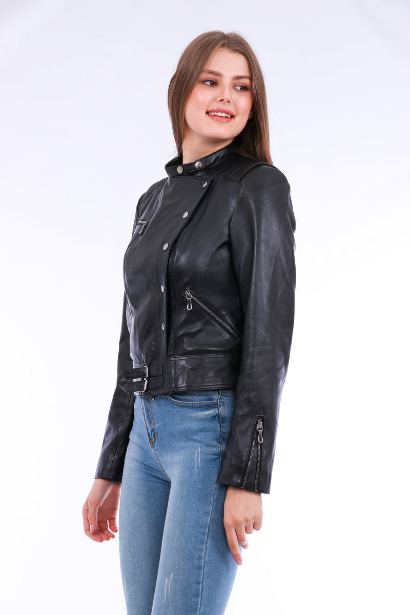 Rovigo Black Leather Jacket for Women