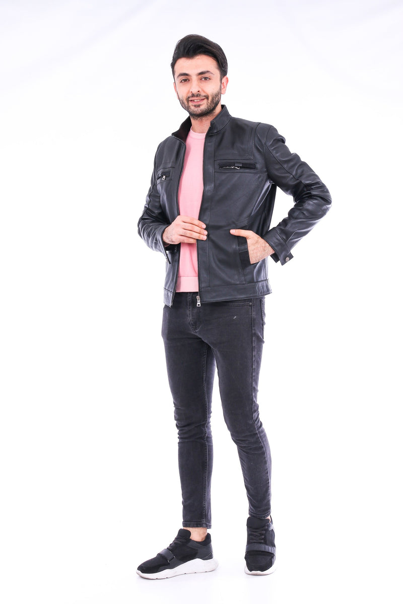 Bosco Black Leather Biker Jacket