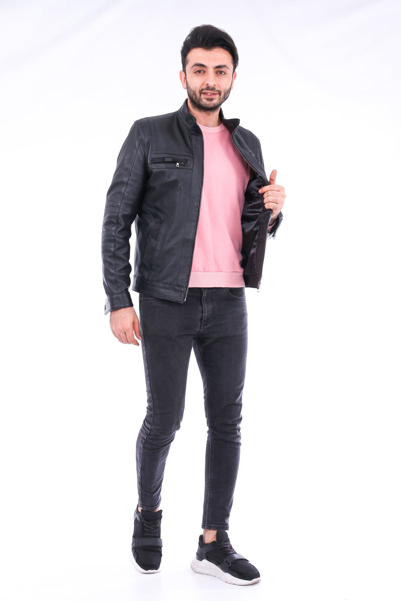 Bosco Black Leather Biker Jacket