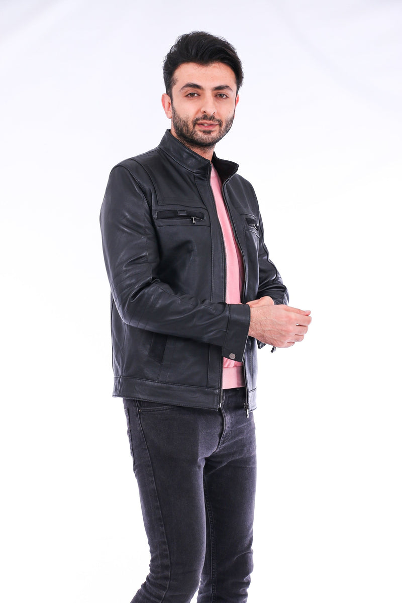 Bosco Black Leather Biker Jacket