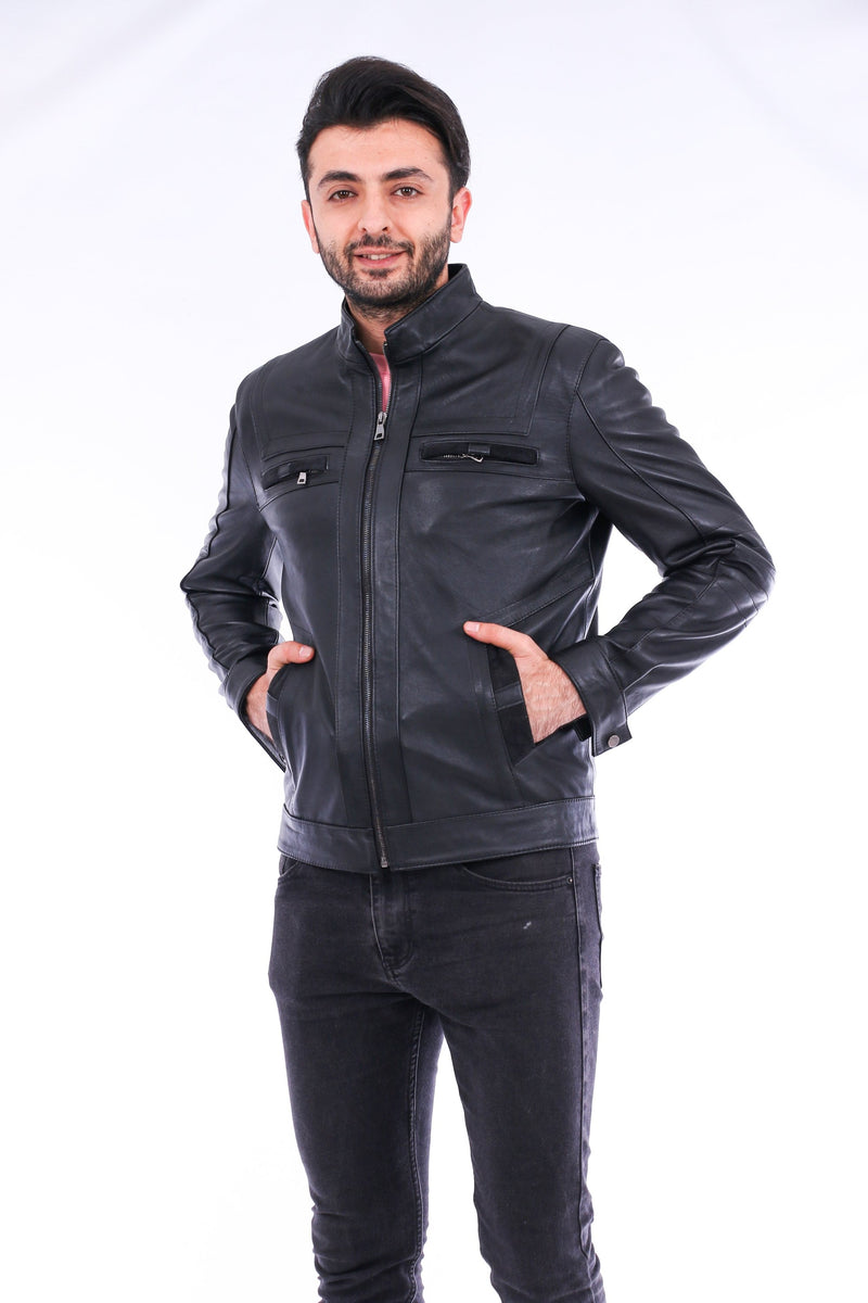 Bosco Black Leather Biker Jacket