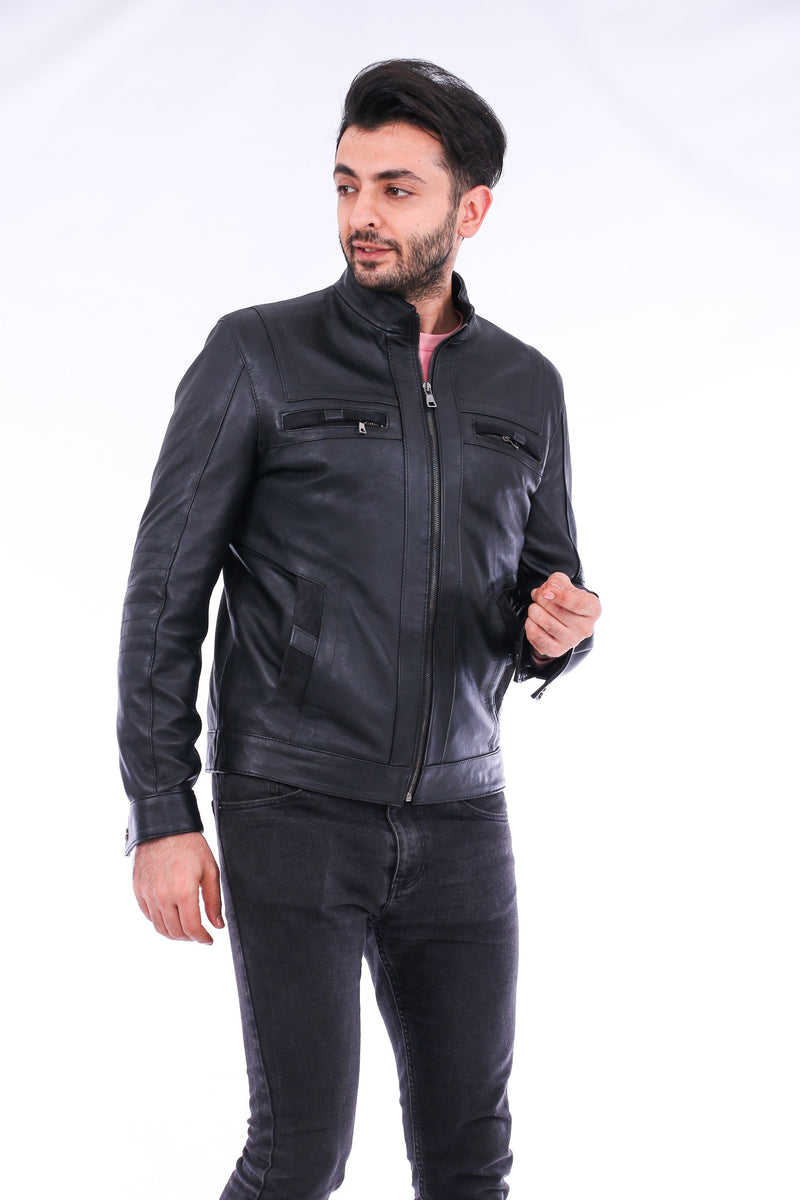 Bosco Black Leather Biker Jacket