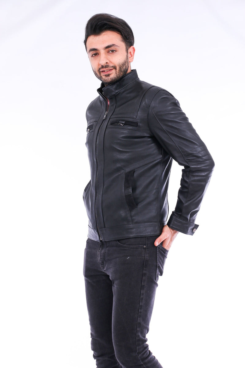 Bosco Black Leather Biker Jacket