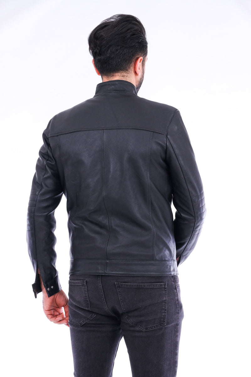 Bosco Black Leather Biker Jacket