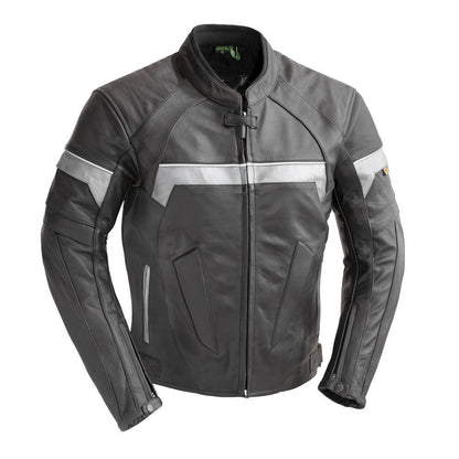 Black & White Genuine Cowhide Women's Leather Racer Jacket By First MFG Co. 