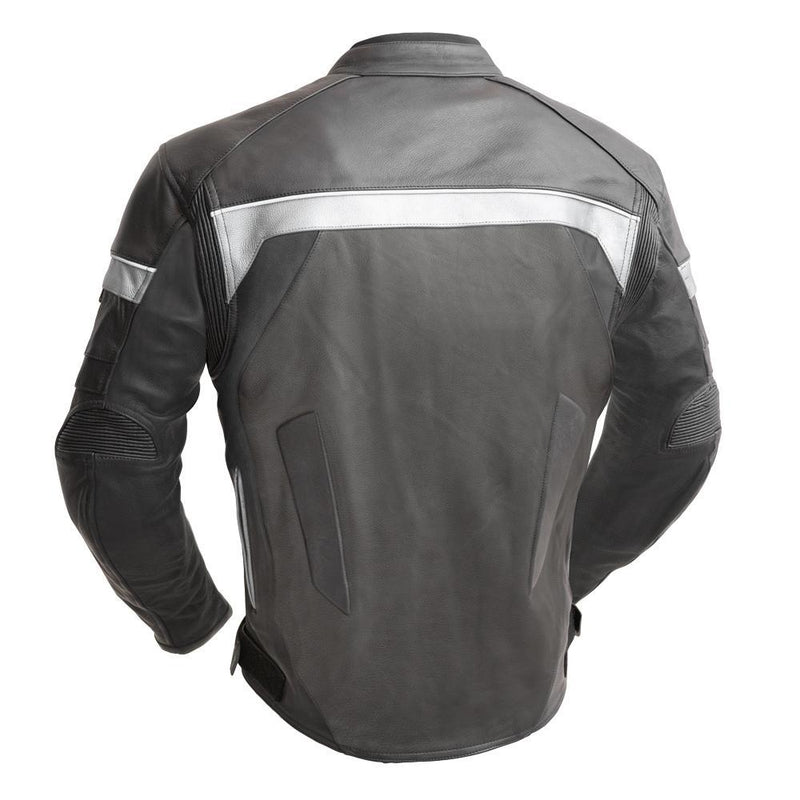 Black & White Genuine Cowhide Women's Leather Racer Jacket By First MFG Co. 