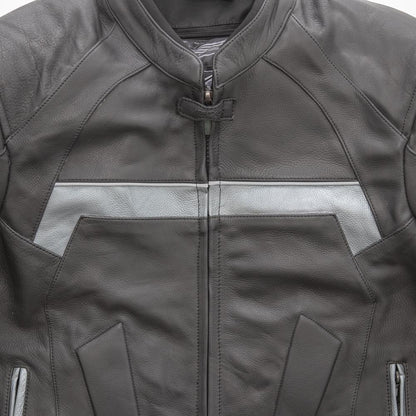 Black & White Genuine Cowhide Women's Leather Racer Jacket By First MFG Co. 