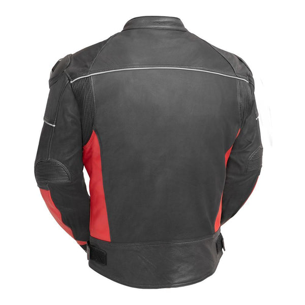 Mens Powersports Real Cowhide Leather Motorcycle Racing Jacket