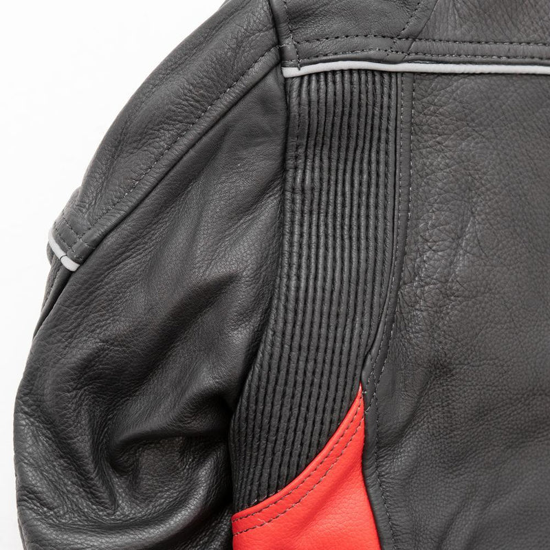 Mens Powersports Real Cowhide Leather Motorcycle Racing Jacket