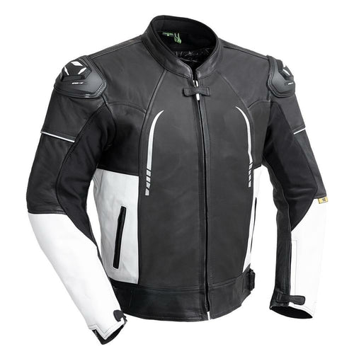 Mens Powersports Real Cowhide Leather Motorcycle Racing Jacket