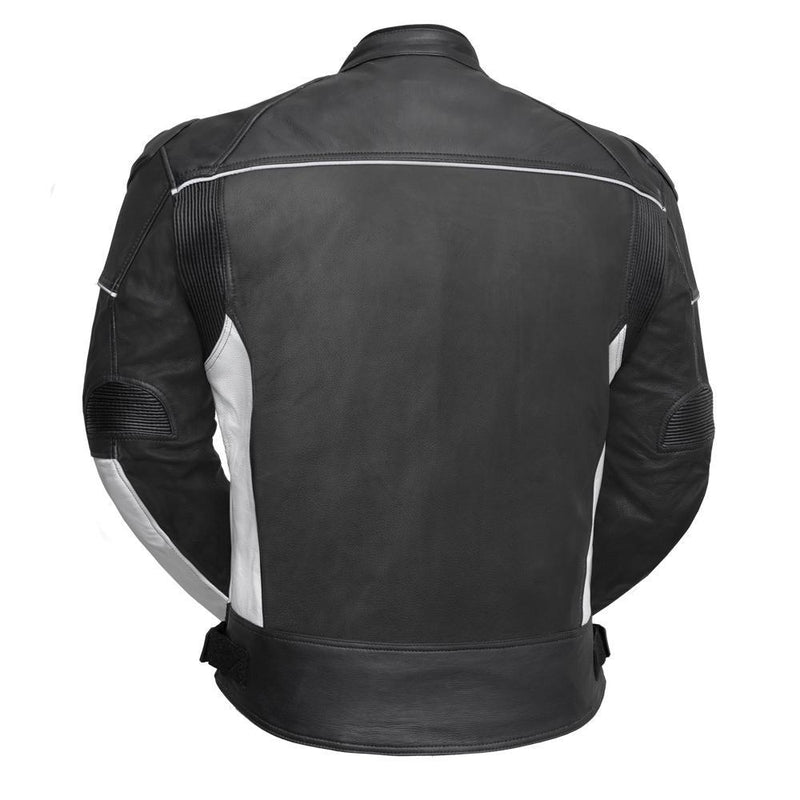 Mens Powersports Real Cowhide Leather Motorcycle Racing Jacket