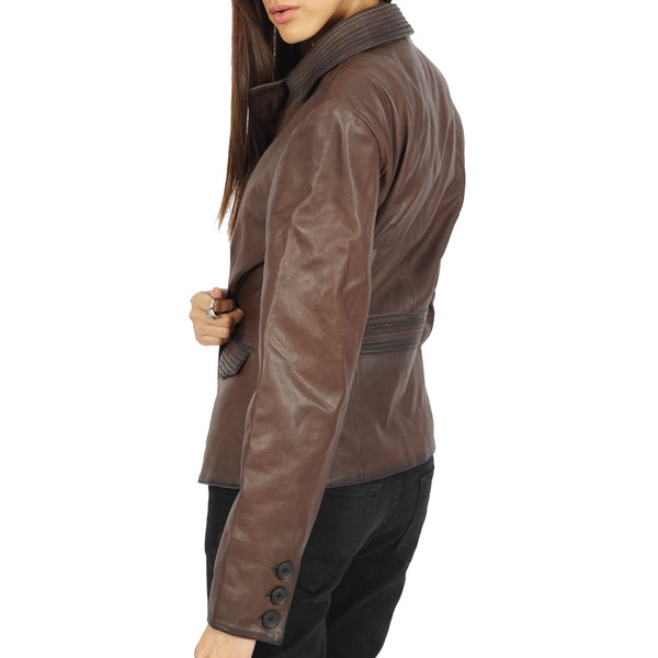 Josie Women's Stylish Brown Leather Blazer