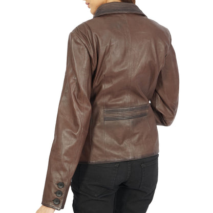 Josie Women's Stylish Brown Leather Blazer