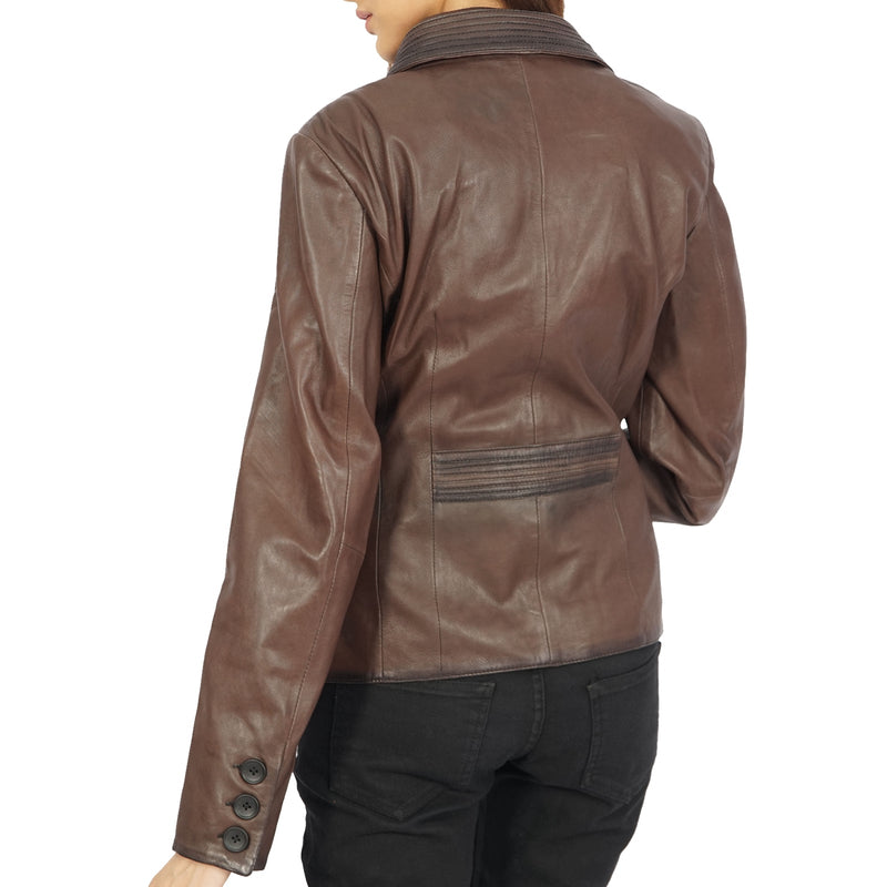 Josie Women's Stylish Brown Leather Blazer