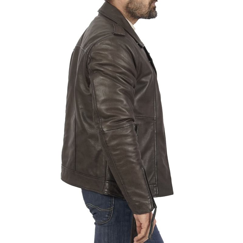 Lorenzo Classic & Stylish Mens Brown Leather Jacket 