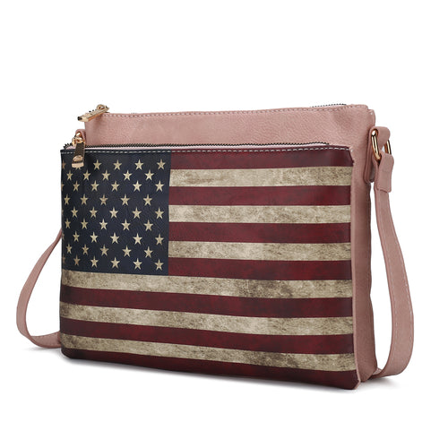 Madeline Printed Flag Vegan Leather Women Crossbody Handbag