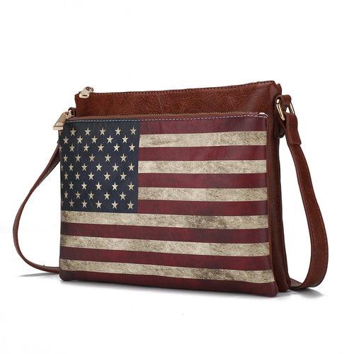 Madeline Printed Flag Vegan Leather Women Crossbody Handbag