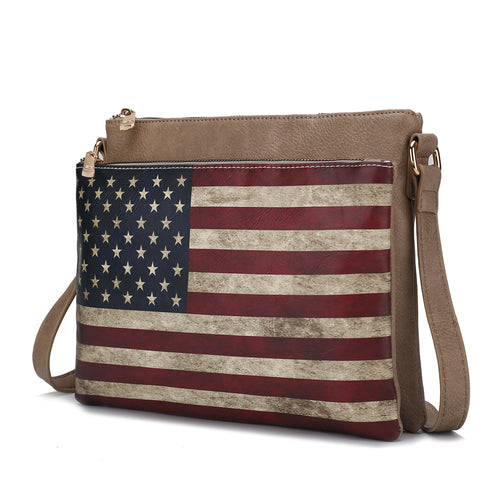 Madeline Printed Flag Vegan Leather Women Crossbody Handbag