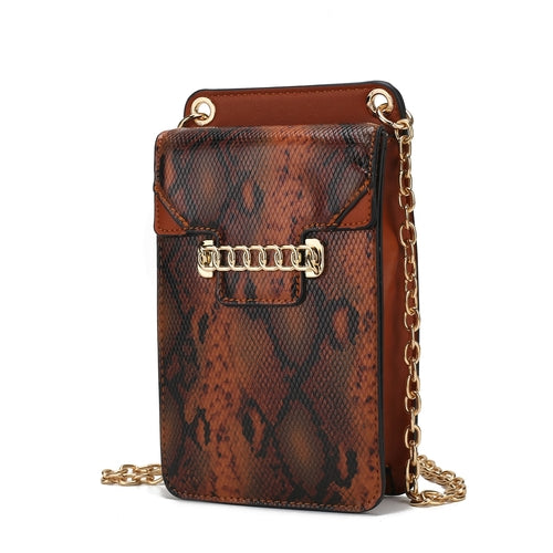 Yael Snake embossed Vegan Leather Phone Crossbody Handbag