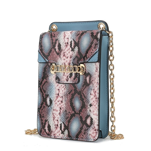 Yael Snake embossed Vegan Leather Phone Crossbody Handbag