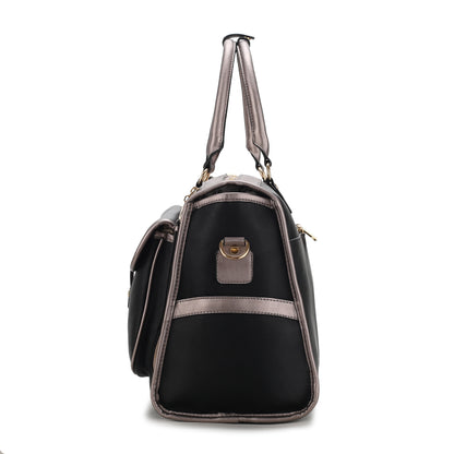 Genevieve Duffle Handbag Color Block Vegan Leather Women