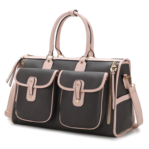 Genevieve Duffle Handbag Color Block Vegan Leather Women