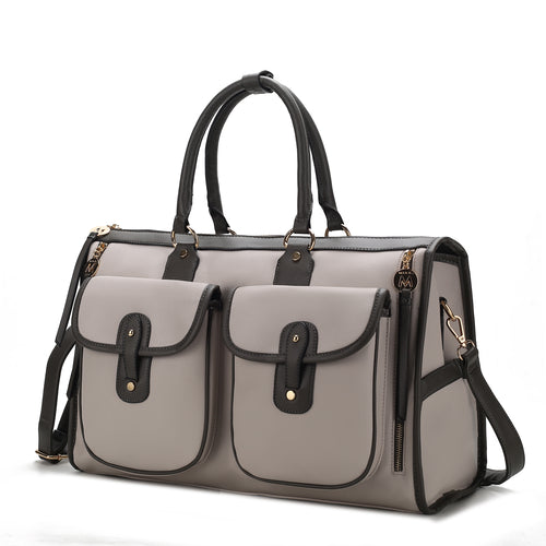 Genevieve Duffle Handbag Color Block Vegan Leather Women