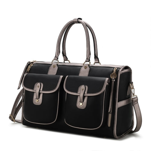 Genevieve Duffle Handbag Color Block Vegan Leather Women