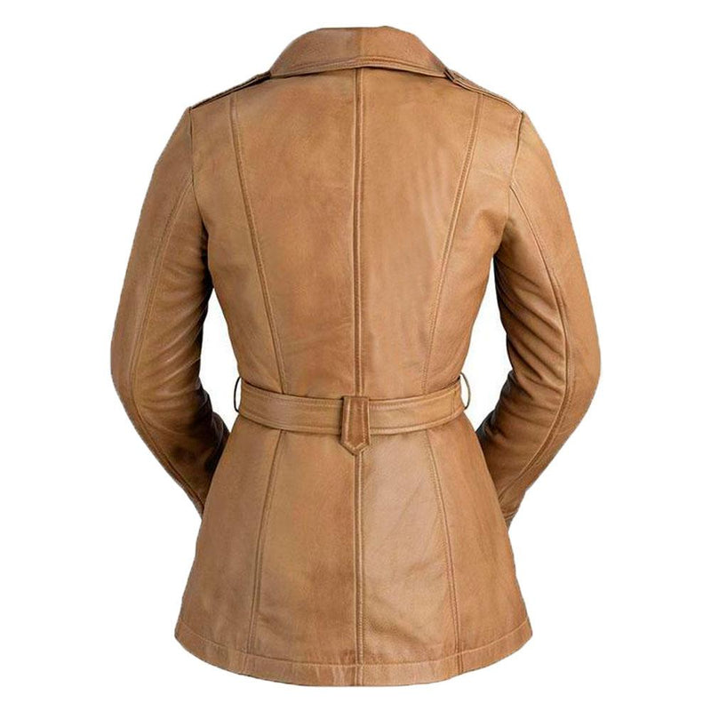 Monica Real Sheepskin Ladies Long Leather Jacket