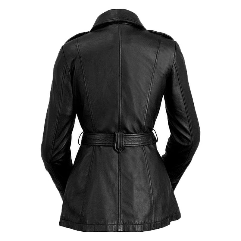 Monica Real Sheepskin Ladies Long Leather Jacket