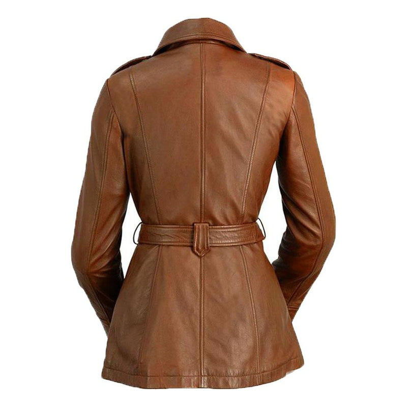 Monica Real Sheepskin Ladies Long Leather Jacket