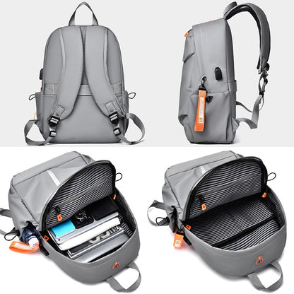 Men's USB Charging Waterproof PU Leather Backpack