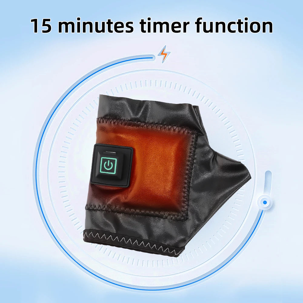 Smart Wireless Heating Leather Gloves Winter Thermal Fingerless Glove