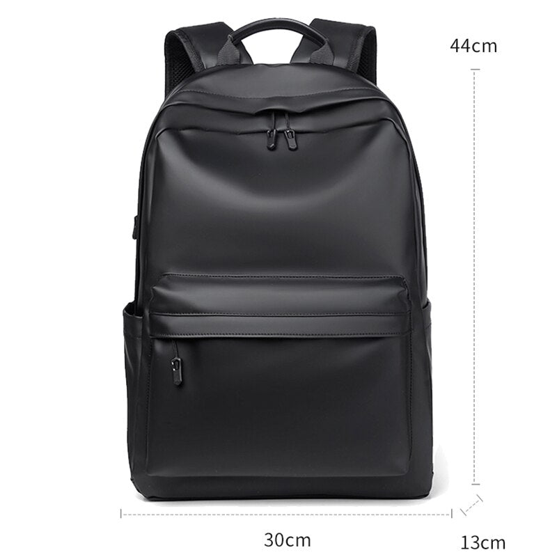 Backpack For Men PU Leather High Quality Business Travel Bag Solid