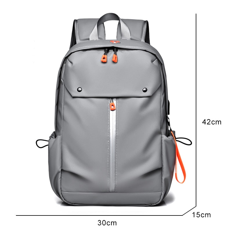 Men's USB Charging Waterproof PU Leather Backpack