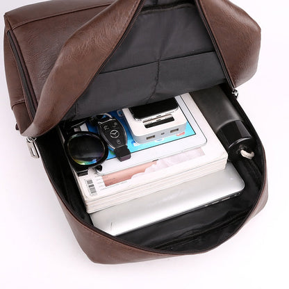 Multifunctional Men's High-quality PU Leather Laptop Backpack