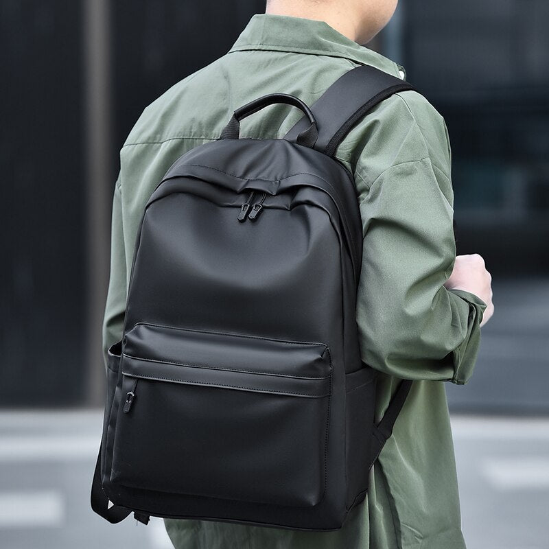 Backpack For Men PU Leather High Quality Business Travel Bag Solid