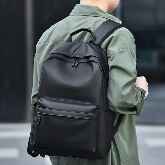Backpack For Men PU Leather High Quality Business Travel Bag Solid
