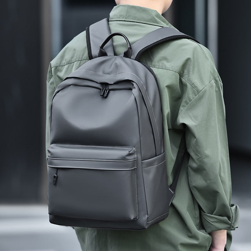 Backpack For Men PU Leather High Quality Business Travel Bag Solid