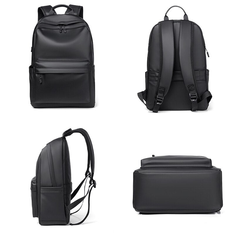 Backpack For Men PU Leather High Quality Business Travel Bag Solid