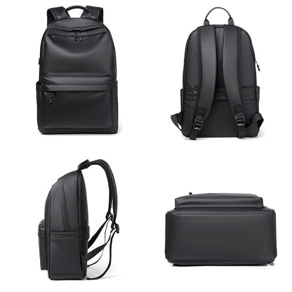 Backpack For Men PU Leather High Quality Business Travel Bag Solid