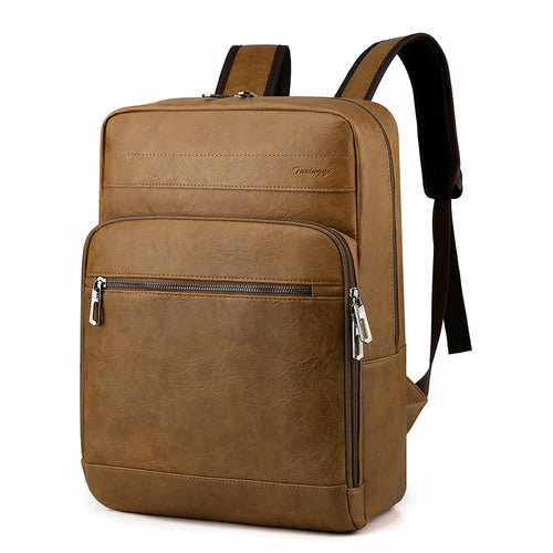 Multifunctional Men's High-quality PU Leather Laptop Backpack
