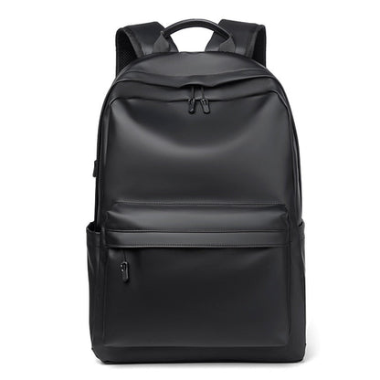 Backpack For Men PU Leather High Quality Business Travel Bag Solid