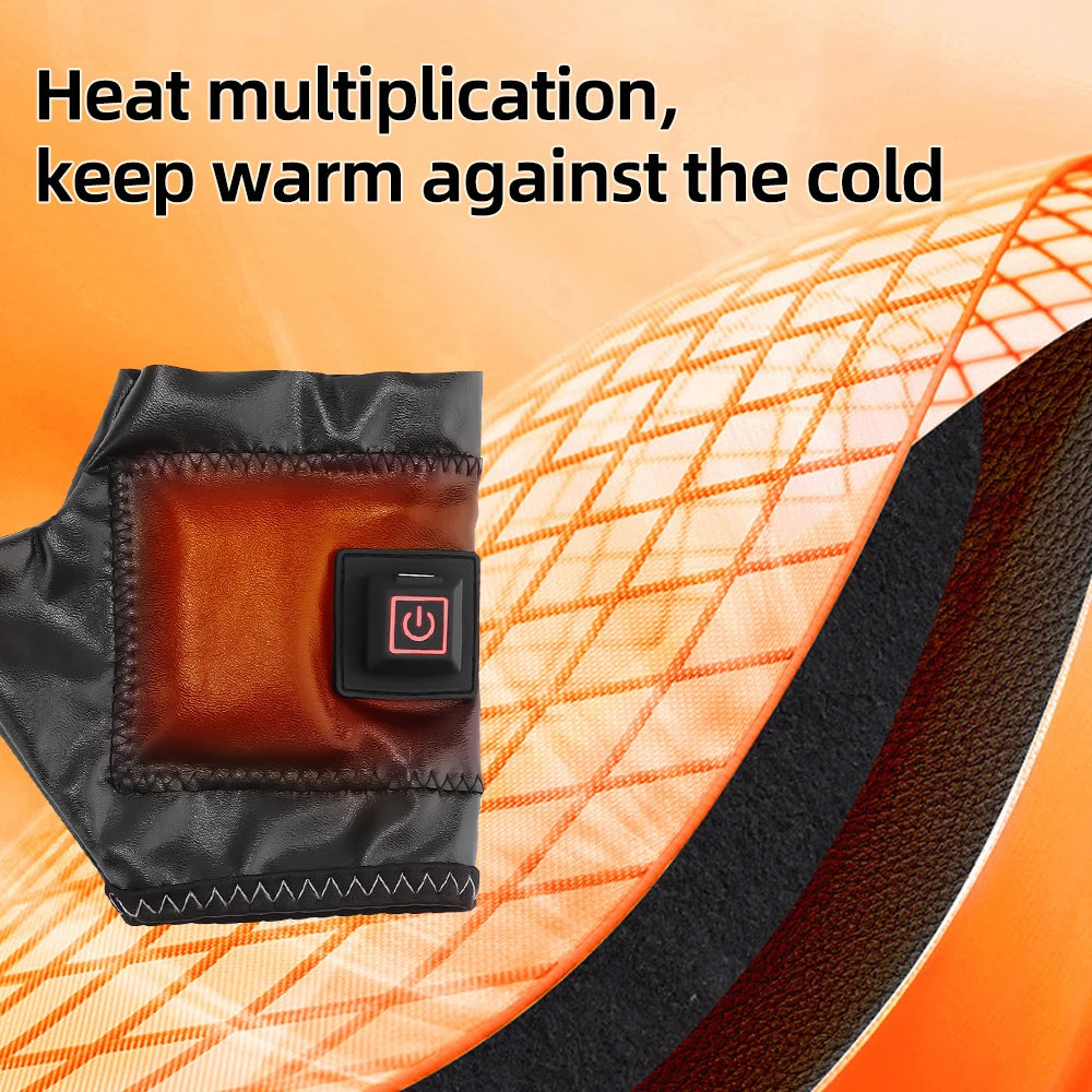 Smart Wireless Heating Leather Gloves Winter Thermal Fingerless Glove