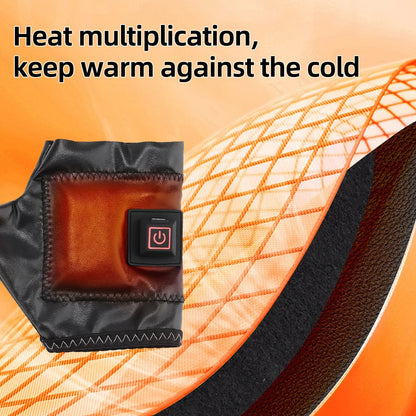 Smart Wireless Heating Leather Gloves Winter Thermal Fingerless Glove