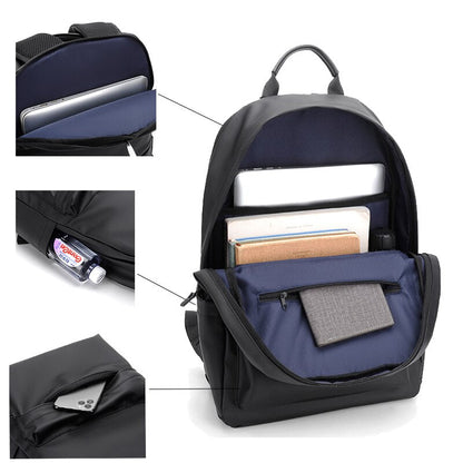 Backpack For Men PU Leather High Quality Business Travel Bag Solid