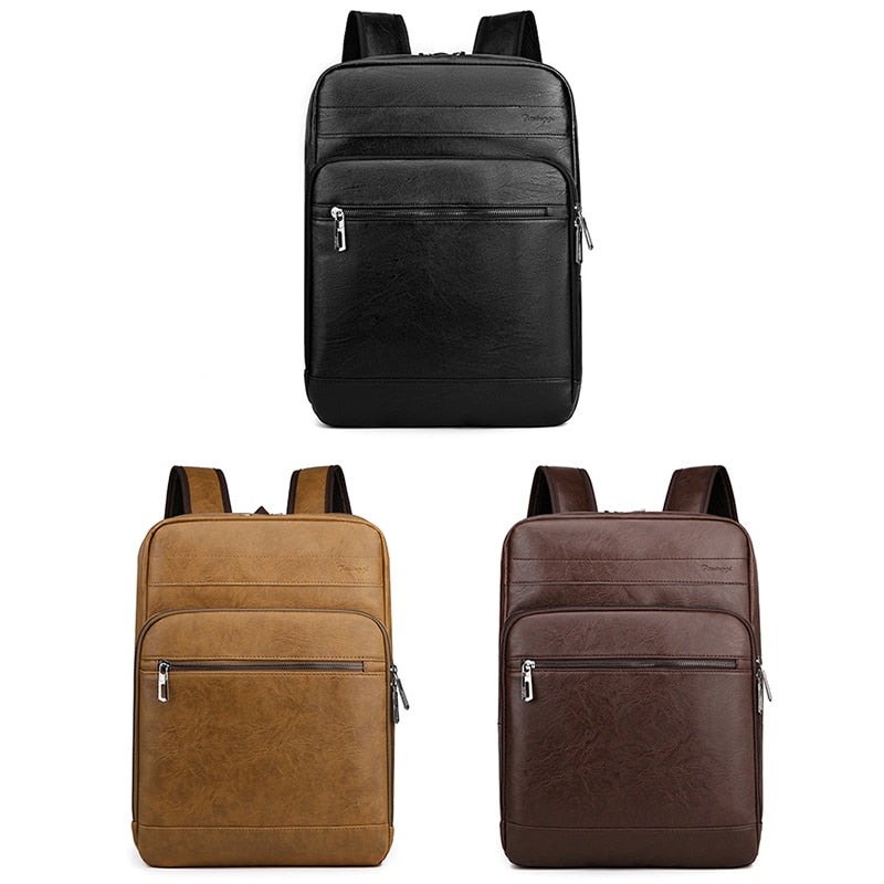 Multifunctional Men's High-quality PU Leather Laptop Backpack
