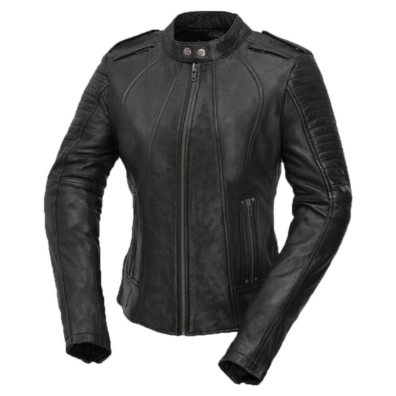 Spida Black Sheepskin Leather Motorcycle Jacket for Women