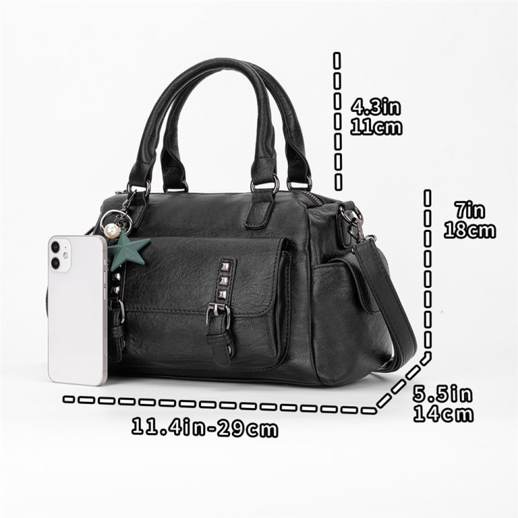 048 Pebbled Leather Multi-compartment Handbag Large Capacity Crossbody