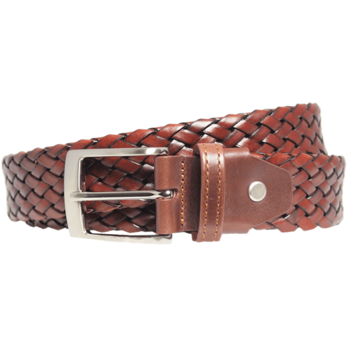34 mm Weave Leather Belt Brown